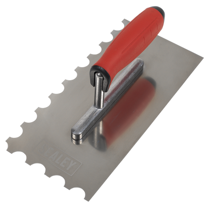 Sealey T6701 Stainless Steel 270mm Semicircle Tooth Trowel - Rubber Handle - Aluminium Foot