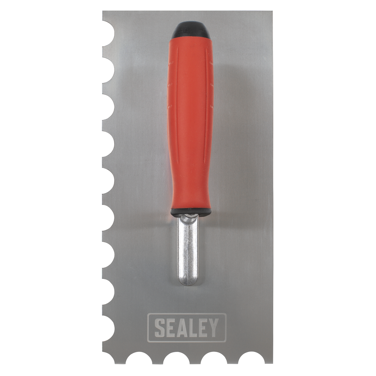 Sealey T6701 Stainless Steel 270mm Semicircle Tooth Trowel - Rubber Handle - Aluminium Foot