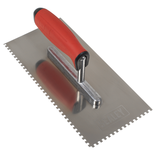 Sealey T7804 Stainless Steel 270mm Notched Trowel - Rubber Handle - 4mm