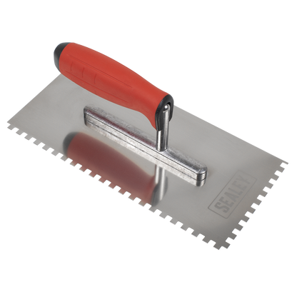 Sealey T7806 Stainless Steel 270mm Notched Trowel - Rubber Handle - 6mm