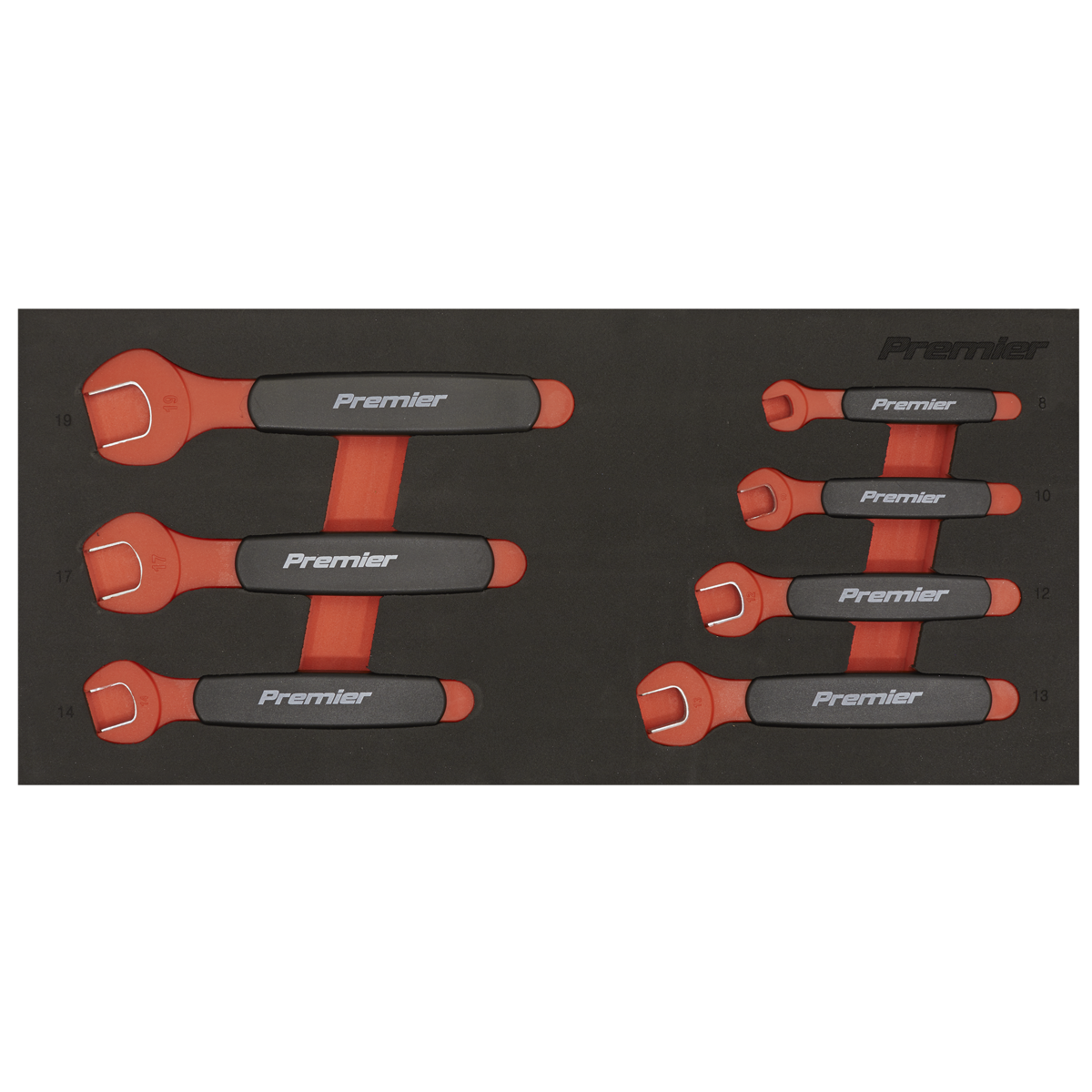 Sealey TBTE03 Insulated Open-End Spanner Set with Tool Tray 7pc VDE Approved