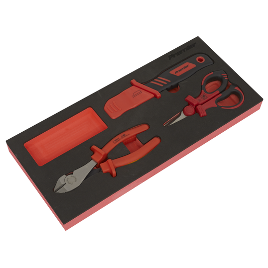 Sealey TBTE09 Insulated Cutting Set 3pc with Tool Tray - VDE Approved