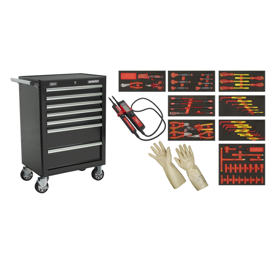 Sealey TBTECOMBO2 63pc Insulated Tool Kit with 7 Drawer Rollcab