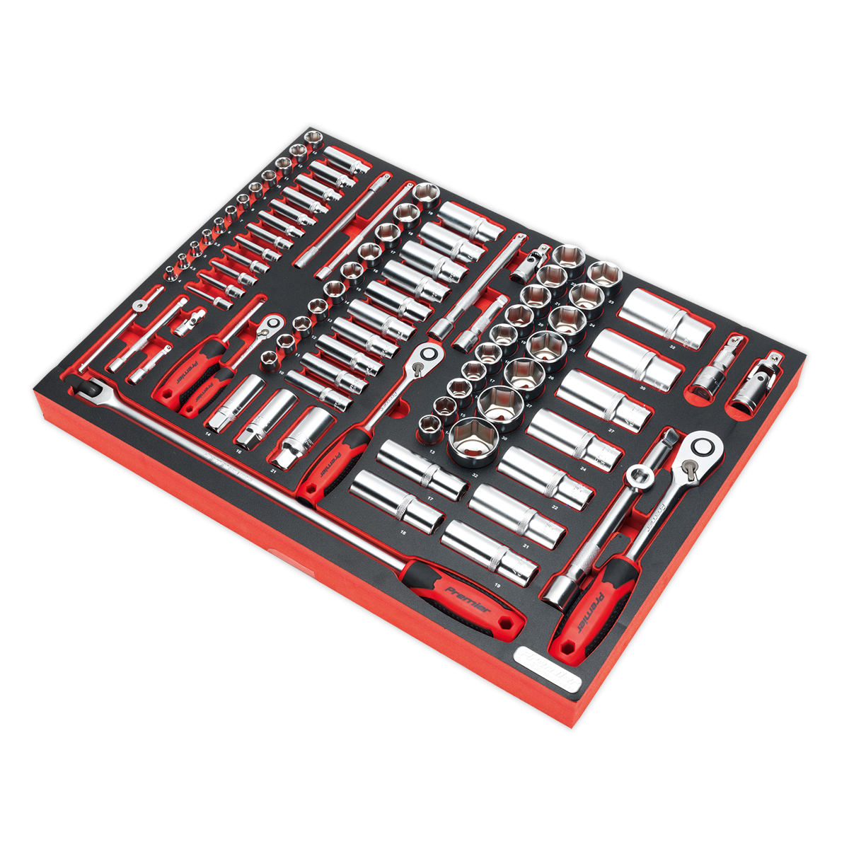 Sealey TBTP02 Tool Tray with Socket Set 91pc 1/4" 3/8" & 1/2"Sq Drive