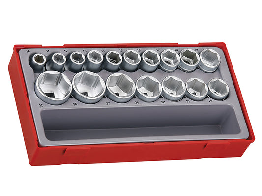 Teng TT1217-6 Metric 6-Pt Socket Set 17 Piece - 1/2in Drive