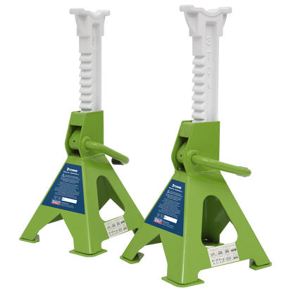 Sealey VS2003HV Ratchet Type Axle Stands (Pair) 3 Tonne Capacity per Stand - Hi-Vis Green