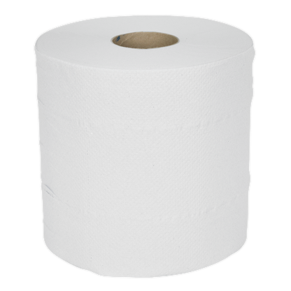 Sealey WHT150 Paper Roll White 2-Ply Embossed 150m Pack of 6