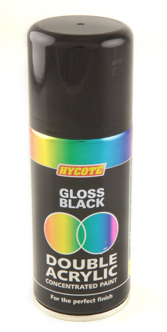 Hycote Gloss Black Double Acrylic Spray Paint 150Ml Xdpb904