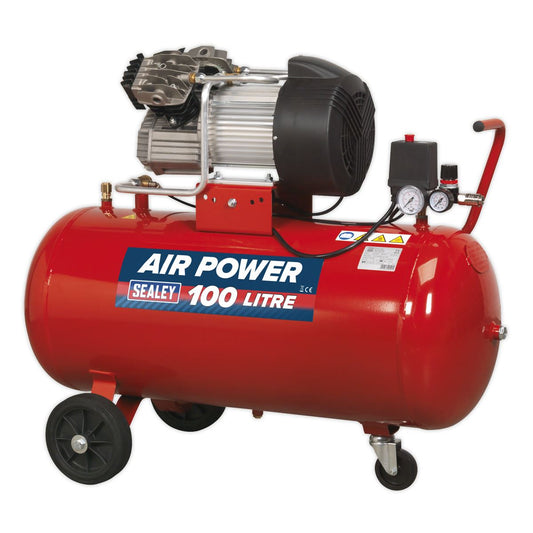 Sealey SAC10030 Air Compressor 100L V-Twin Direct Drive 3hp