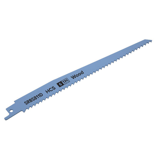 Sealey SRBS811D Reciprocating Saw Blade Clean Wood 200mm 6tpi - Pack of 5