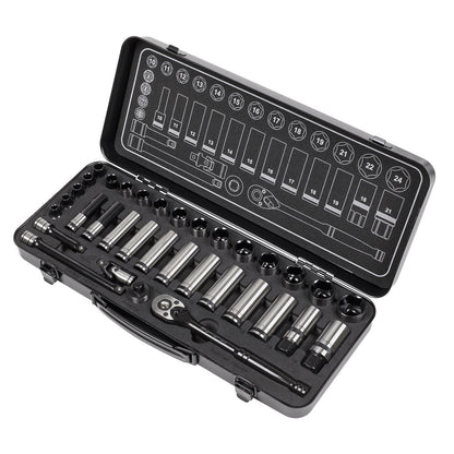 Sealey AK7971 Socket Set 34pc 3/8"Sq Drive WallDrive® Metric Premier Black