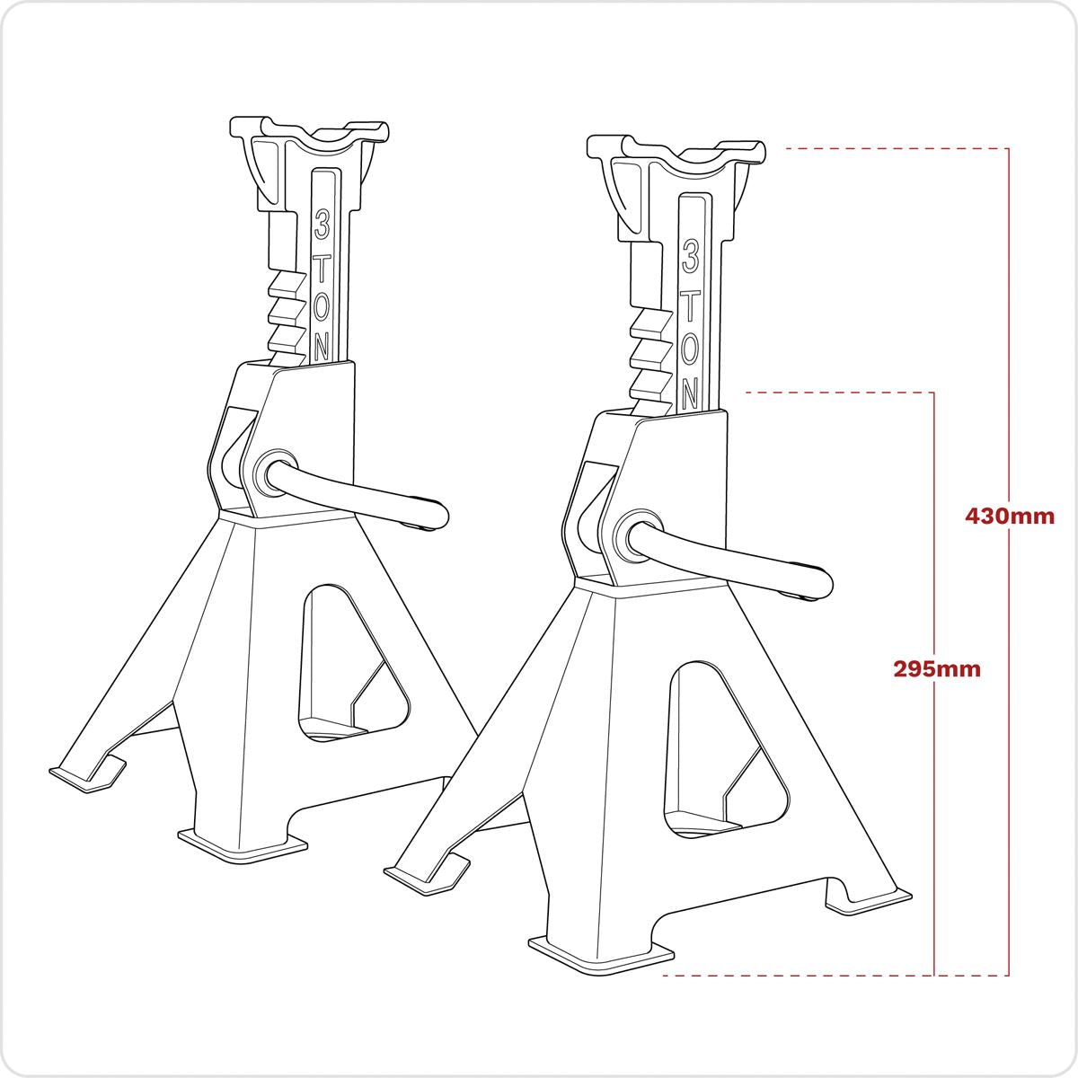 Sealey VS2003HV Ratchet Type Axle Stands (Pair) 3 Tonne Capacity per Stand - Hi-Vis Green