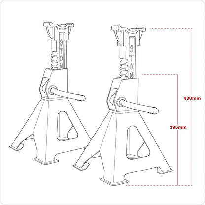 Sealey VS2003HV Ratchet Type Axle Stands (Pair) 3 Tonne Capacity per Stand - Hi-Vis Green