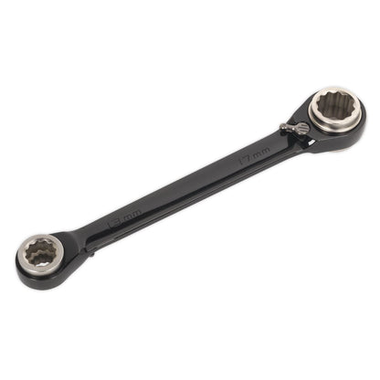 Sealey AK7979 Ratchet Ring Spanner 4-in-1 Reversible Metric