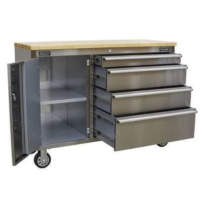 Sealey AP4804SS Mobile Stainless Steel Tool Cabinet 4 Drawer