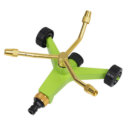 Sealey JS2032 3-Arm Brass Sprinkler with Metal Wheeled Base