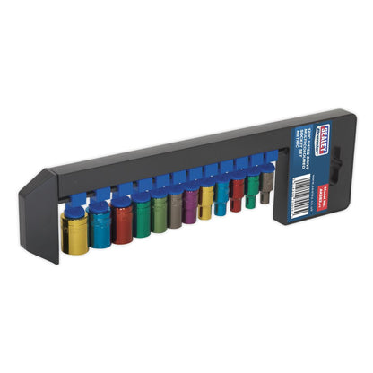 Sealey AK282 Multi-Coloured Socket Set 12pc 1/4"Sq Drive 6pt WallDrive® Metric