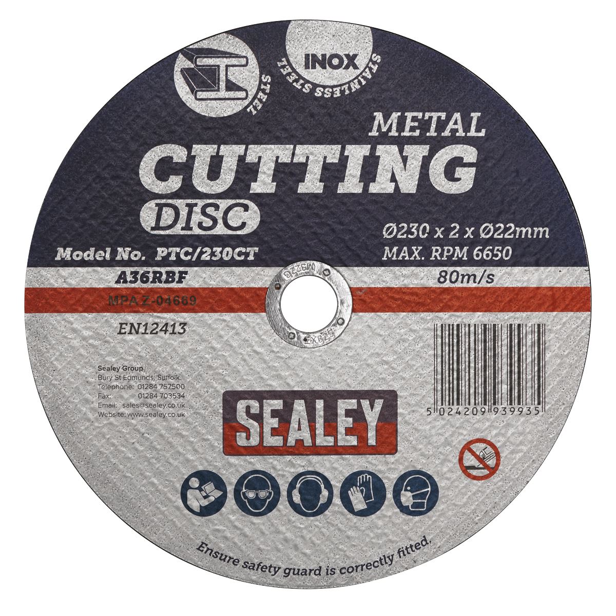 Sealey PTC/230CT Cutting Disc Ø230 x 2mm Ø22mm Bore