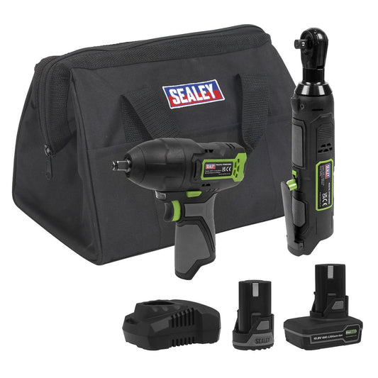 Sealey CP108VCOMBO6 2 x 10.8V SV10.8 Series Impact Wrench & Ratchet Wrench Kit