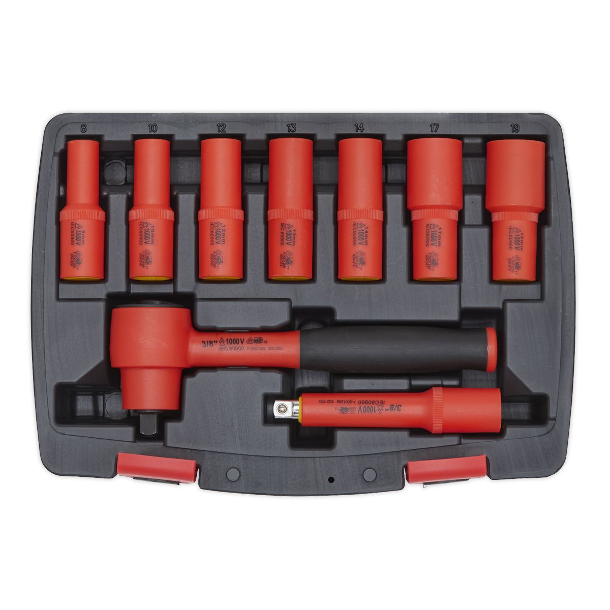 Sealey AK7942 Insulated Socket Set 9pc 3/8"Sq Drive 6pt WallDrive® VDE Approved