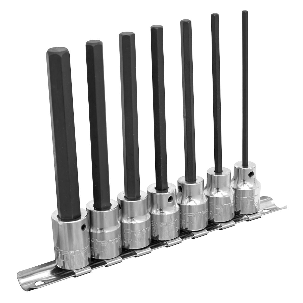 Sealey AK62254 Hex Socket Bit Set 7pc 3/8"Sq Drive 110mm Metric