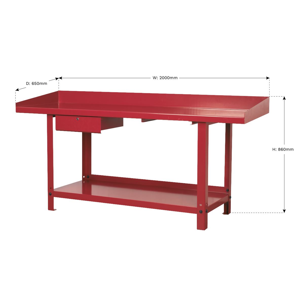 Sealey AP1020 Workbench Steel 2m with 1 Drawer