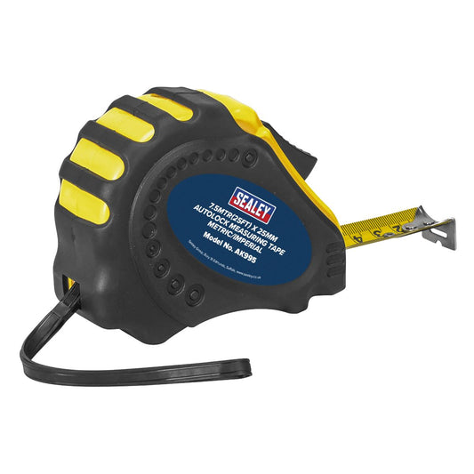 Sealey AK995 Auto Lock Tape Measure 7.5m(25ft) x 25mm - Metric/Imperial