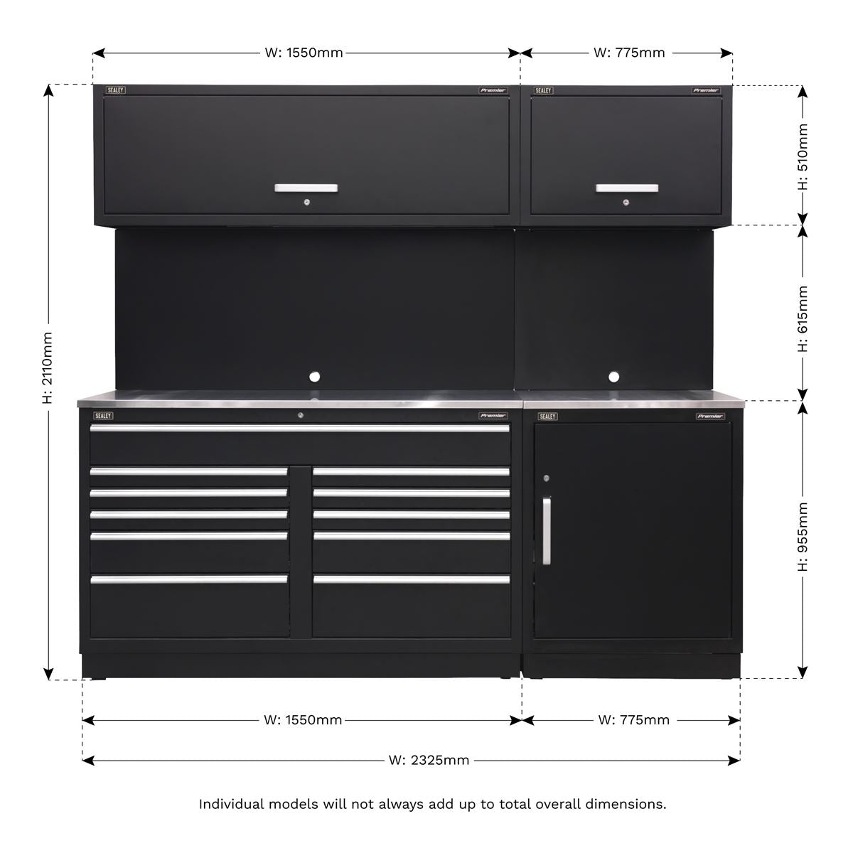 Sealey APMSCOMBO4SS Premier 2.3m Storage System - Stainless Worktop