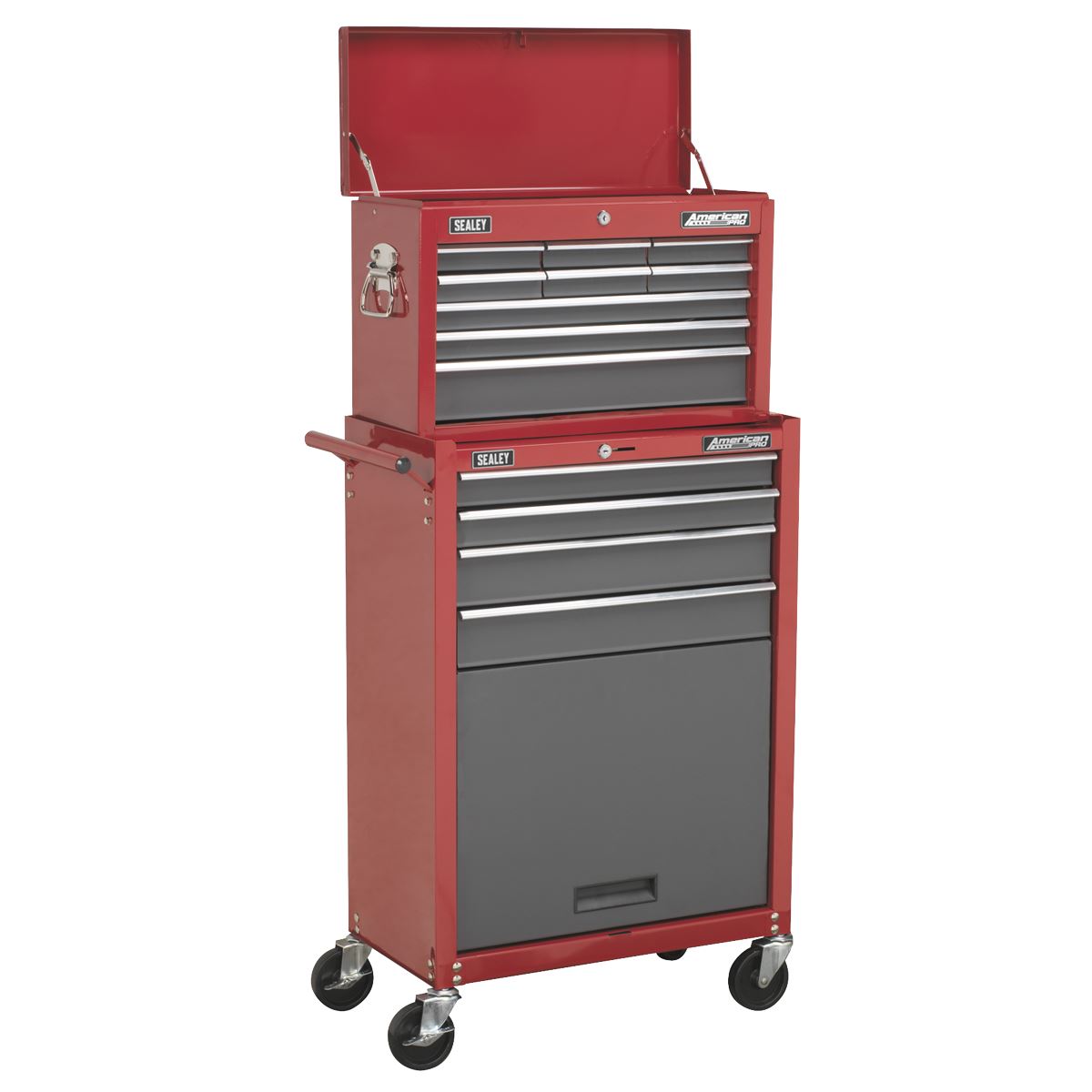 Sealey AP22513BB Topchest & Rollcab Combination 13 Drawer with Ball-Bearing Slides - Red/Grey