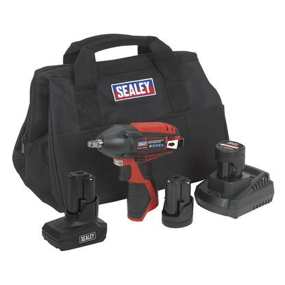 Sealey CP1204KITB Impact Wrench Kit 3/8"Sq Drive 12V Lithium-ion - 3 Batteries