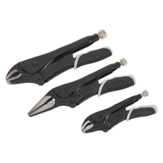 Sealey AK6863B Locking Pliers Set 3pc Quick Release - Premier Black