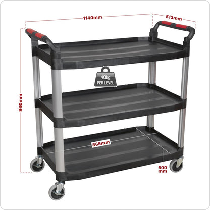 Sealey CX310 Workshop Trolley 3-Level Composite - 3 Wall