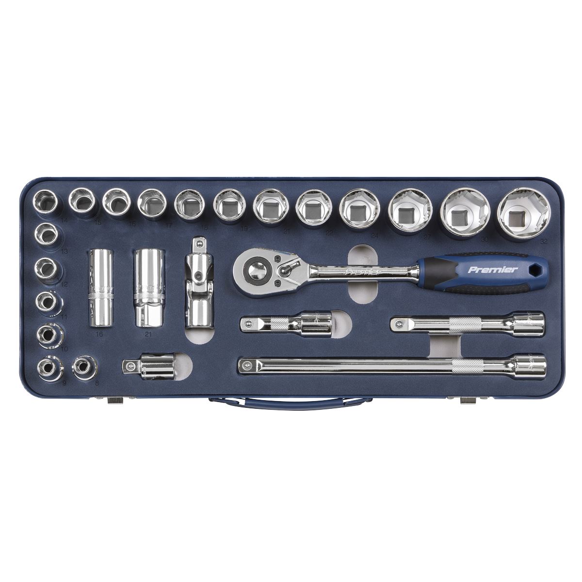 Sealey AK27482 Socket Set 26pc 1/2"Sq Drive Lock-On™ 6pt Metric