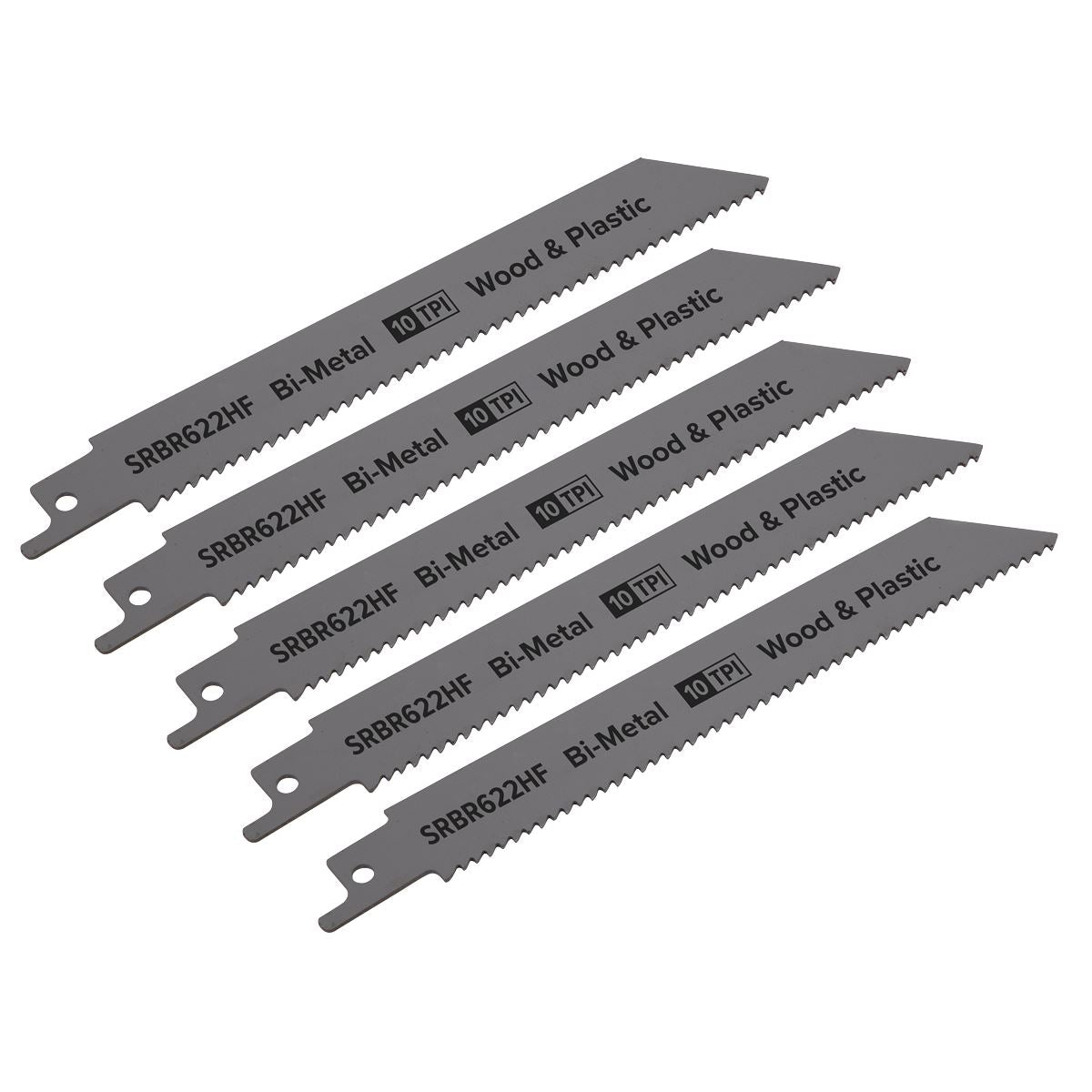 Sealey SRBR622HF Reciprocating Saw Blade Wood & Plastics 150mm 10tpi - Pack of 5