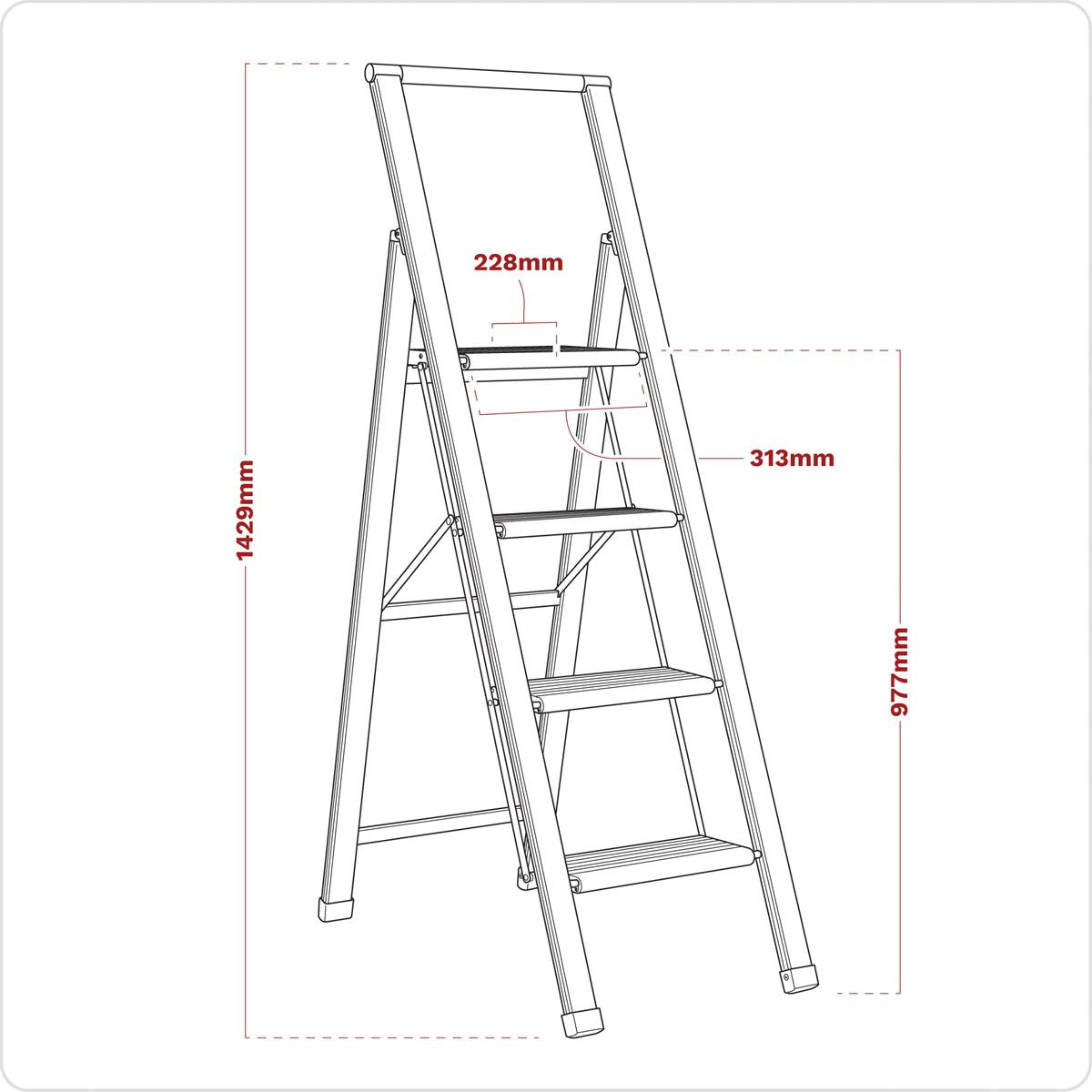 Sealey APSL4 Aluminium Professional Folding Step Ladder 4-Step 150kg Capacity