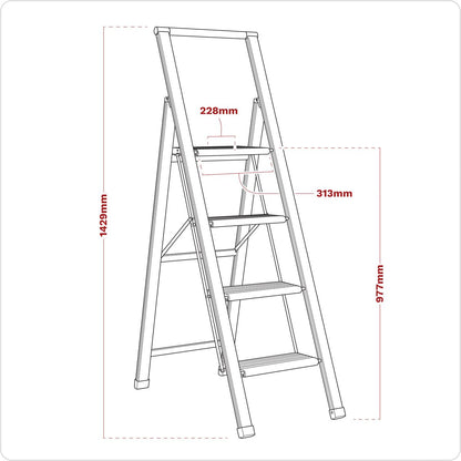 Sealey APSL4 Aluminium Professional Folding Step Ladder 4-Step 150kg Capacity