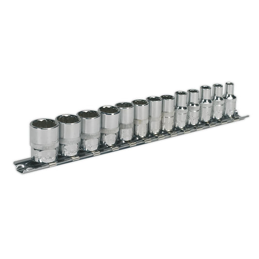 Sealey AK2680 Socket Set 13pc 1/4"Sq Drive 12pt WallDrive® Metric