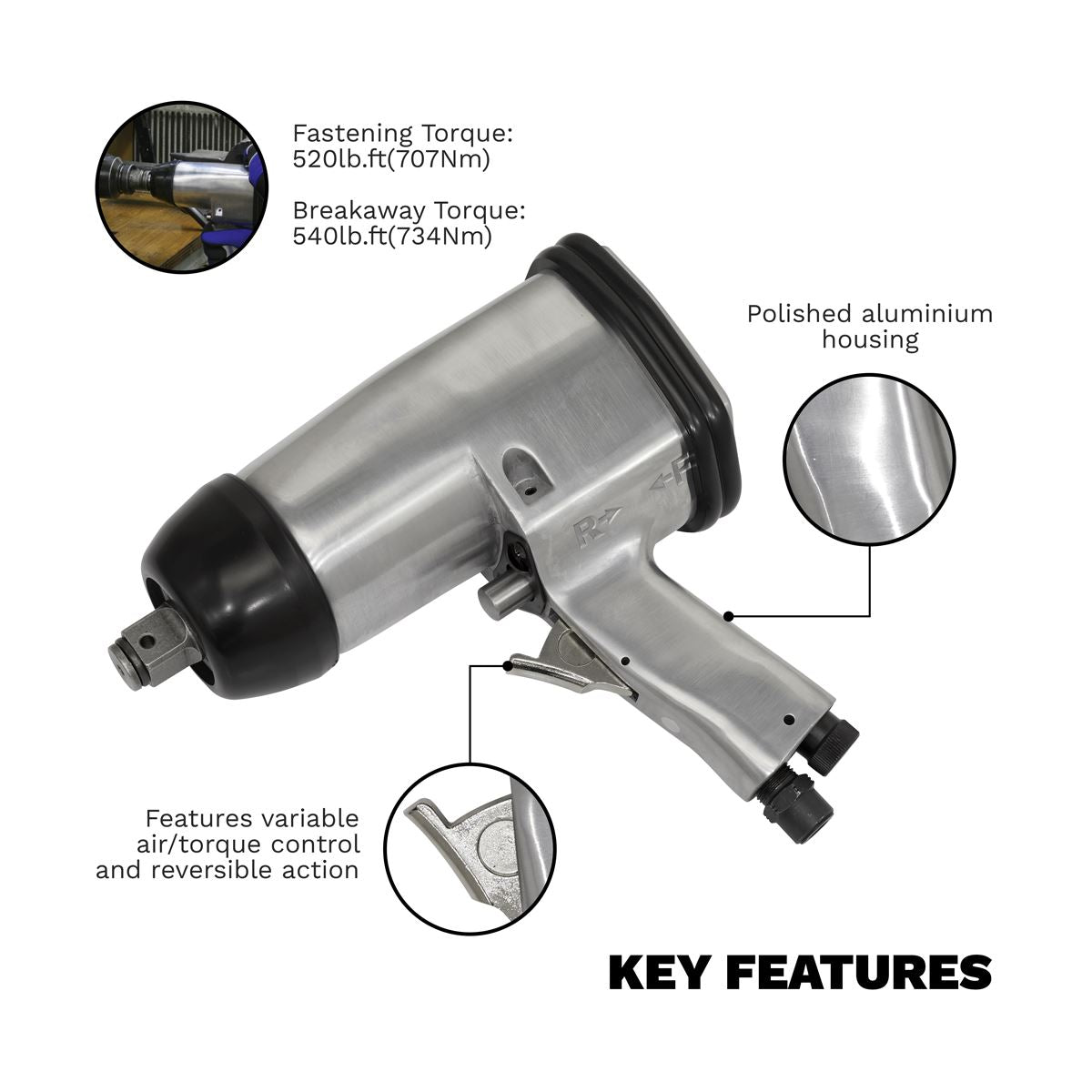 Sealey SA4 Air Impact Wrench 3/4"Sq Drive Heavy-Duty