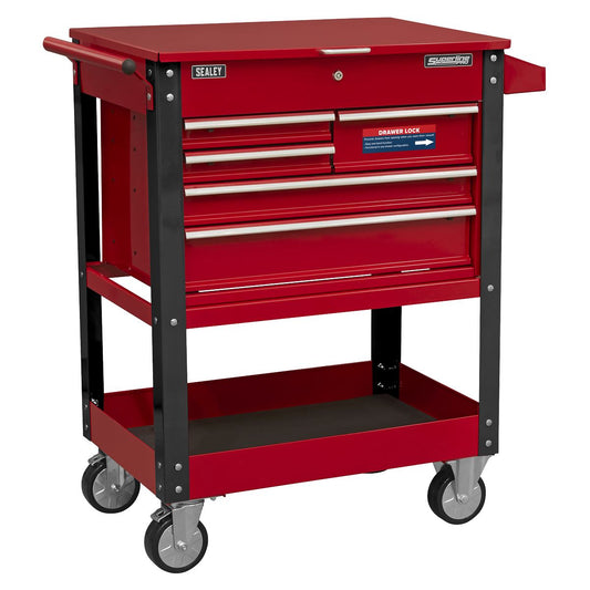 Sealey AP890M Heavy-Duty Mobile Tool & Parts Trolley with 5 Drawers & Lockable Top