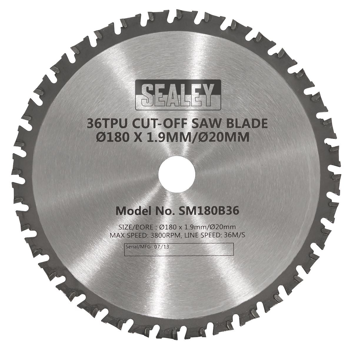 Sealey SM180B36 Cut-Off Saw Blade Ø180 x 1.9mm/Ø20mm 36tpu