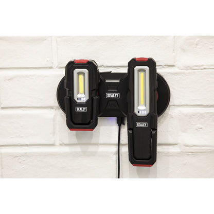 Sealey LEDWCBCOMBO4 Inspection Light 3W & 5W COB LED & Double Wireless Charge Base