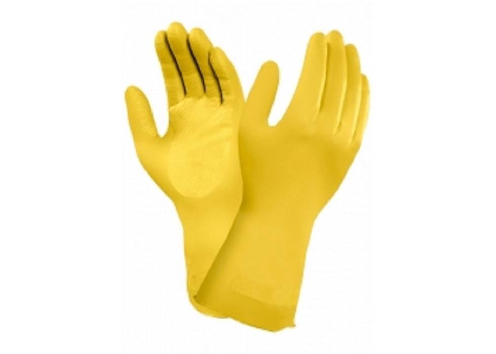 Ansell 87 - 086 (G12Y) Yellow Latex Household Rubber Gloves