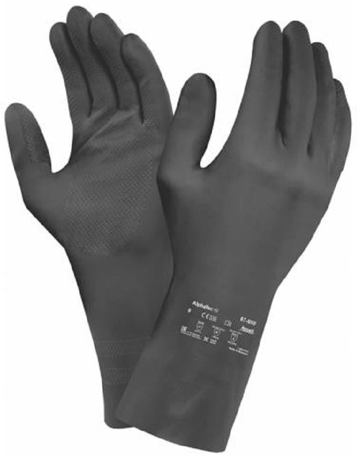 Ansell AlphaTec Black Chemical Resistant Latex Gloves 87 - 950