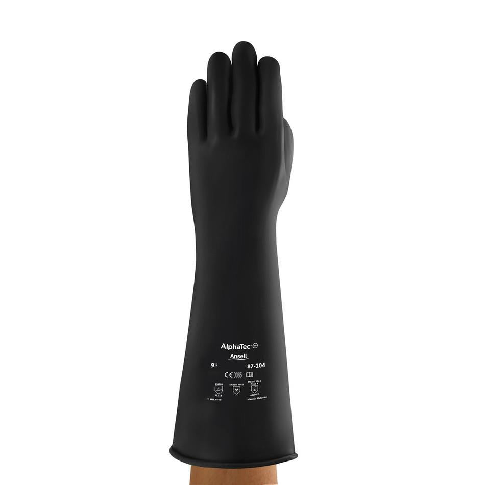 Ansell AlphaTech 87 - 104 Havy Duty EMPEROR Black Latex Gauntlets 432mm 17inch - McCormickTools