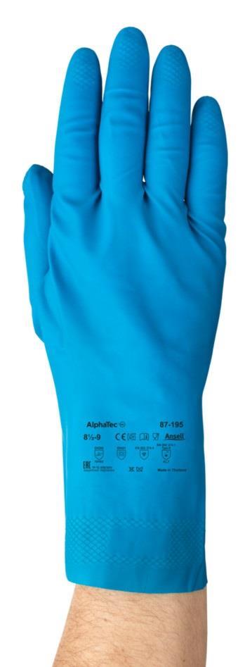 Ansell AlphaTech 87 - 195 Blue Latex Rubber Gloves - McCormickTools