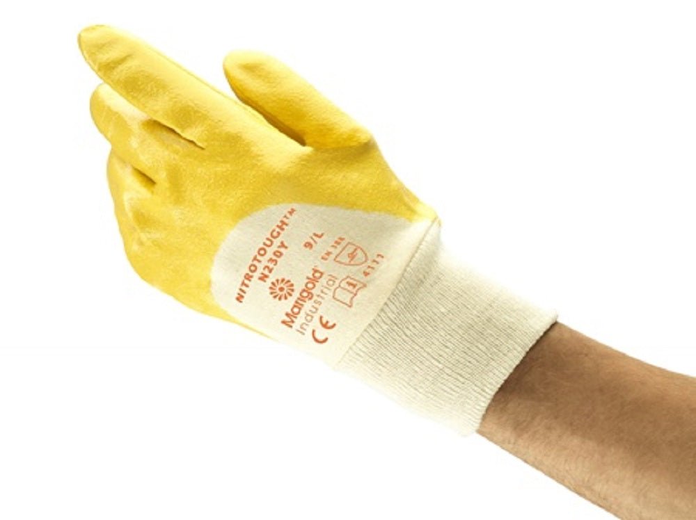 Ansell Marigold N230Y Nitrotough 3/4 Nitrile Coated Gloves