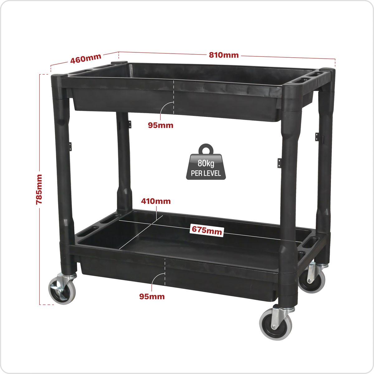 Sealey CX204 Trolley 2-Level Composite Heavy-Duty