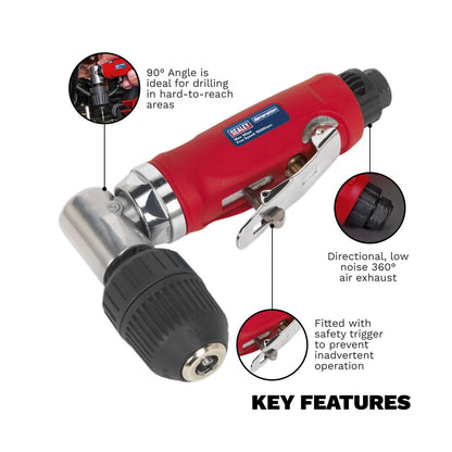 Sealey GSA231 Air Angle Drill with Ø10mm Keyless Chuck