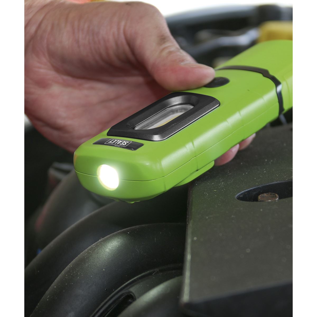 Sealey LED3601G Rechargeable 360° Inspection Light 3W COB & 1W SMD LED Green Lithium-Polymer