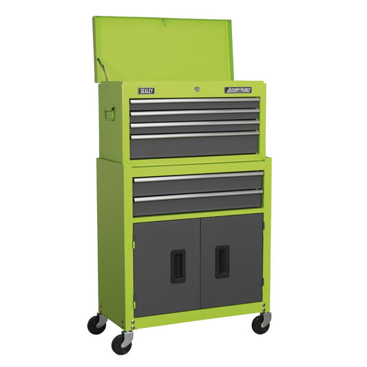 Sealey AP2200BBHV Topchest & Rollcab Combination 6 Drawer with Ball-Bearing Slides - Green/Grey